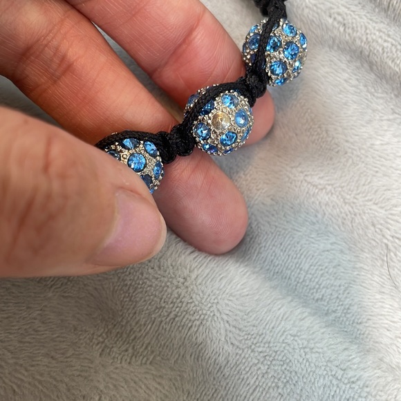 silver with blue gem Shamballah bracelet - Picture 5 of 5